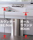 ハイサイド設計洗面ボール