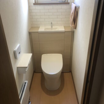 TOTO収納手洗い器付きトイレでお掃除らくらくすっきり空間へ！札幌市戸建